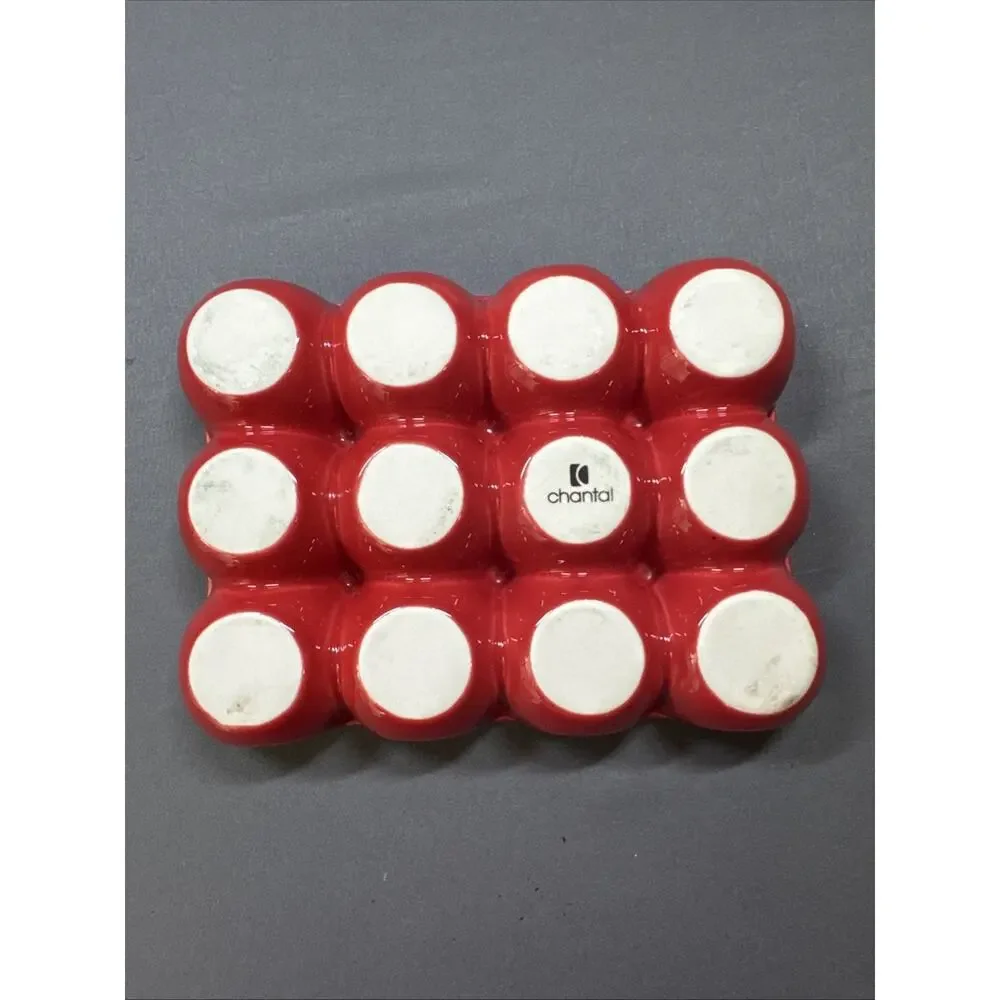 Chantal Red Ceramic Glazed Dozen Egg Sculptural Tray Modern Kitchen Serveware
